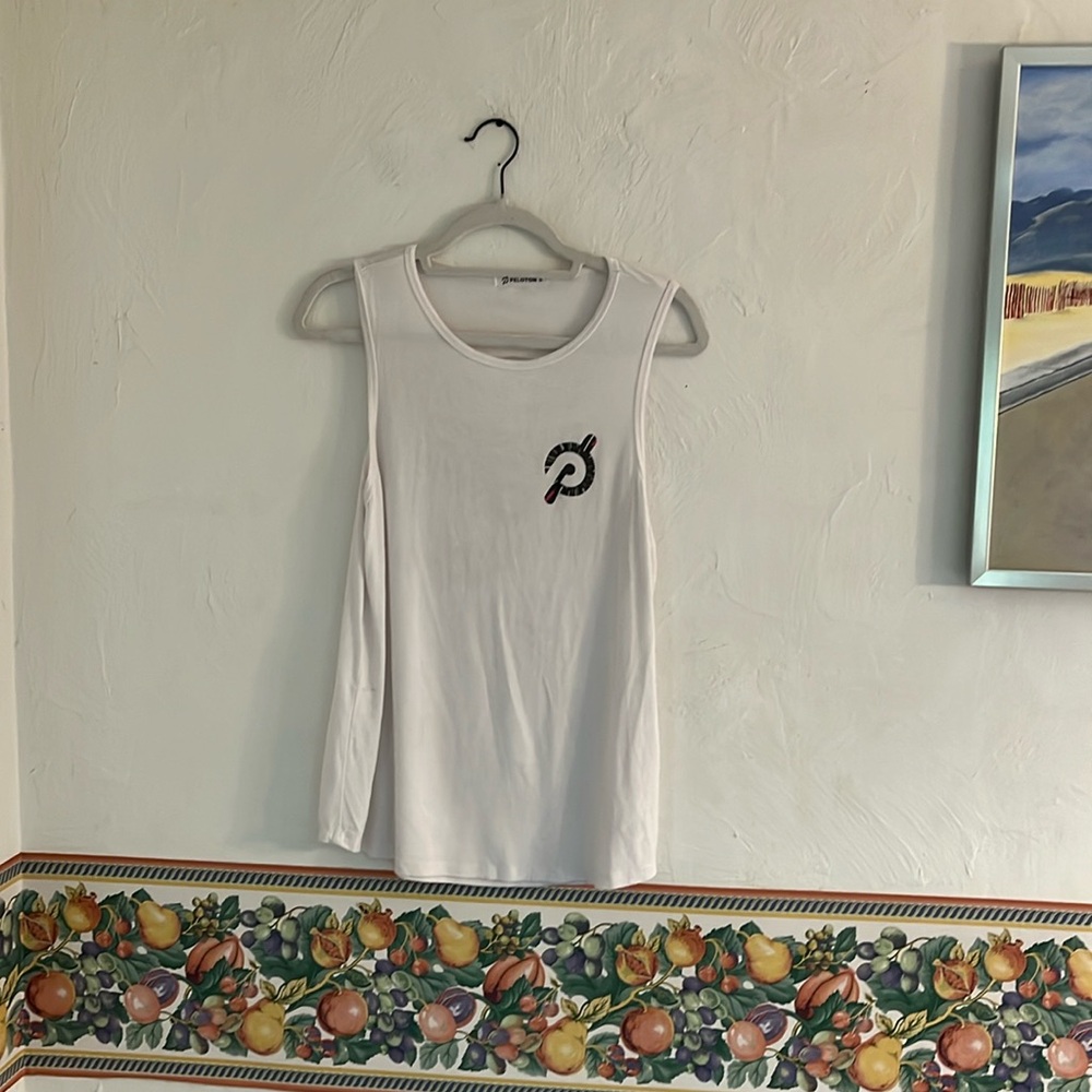 Peloton Tank Top with Back Cutout, Size S, White,
